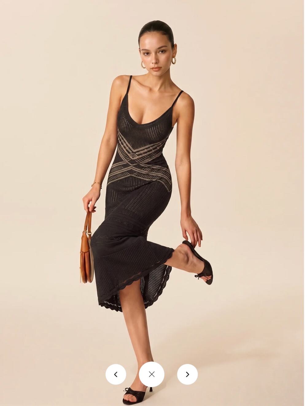 NWT Commense Crisscross Hollow Knit Slip Maxi Dress Sz M